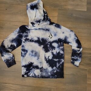 Volcom Blue and White Tie-Dye Hoodie